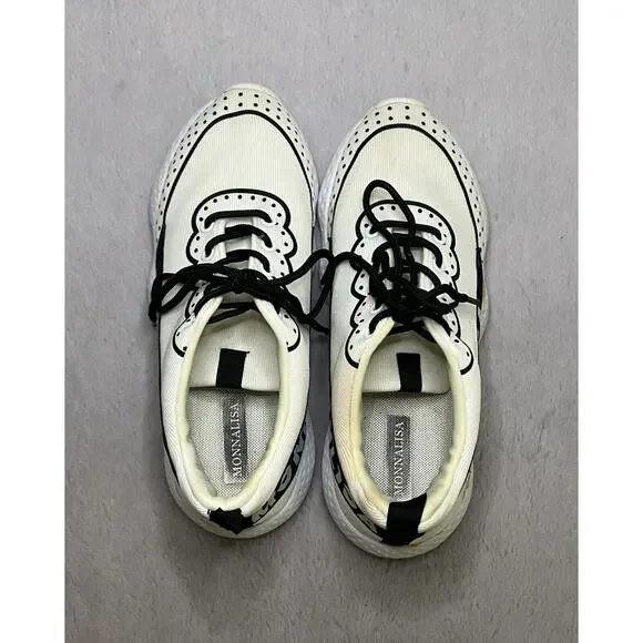 MonnaLisa Trainers Designer Shoe White w/ Black (Great Condition) Women's US 7.5 - Picture 6 of 7